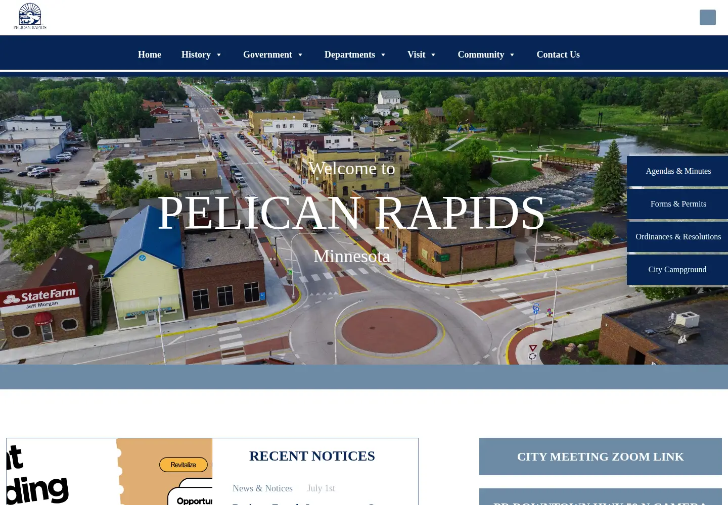 Captured homepage of pelicanrapids.com in the current scan