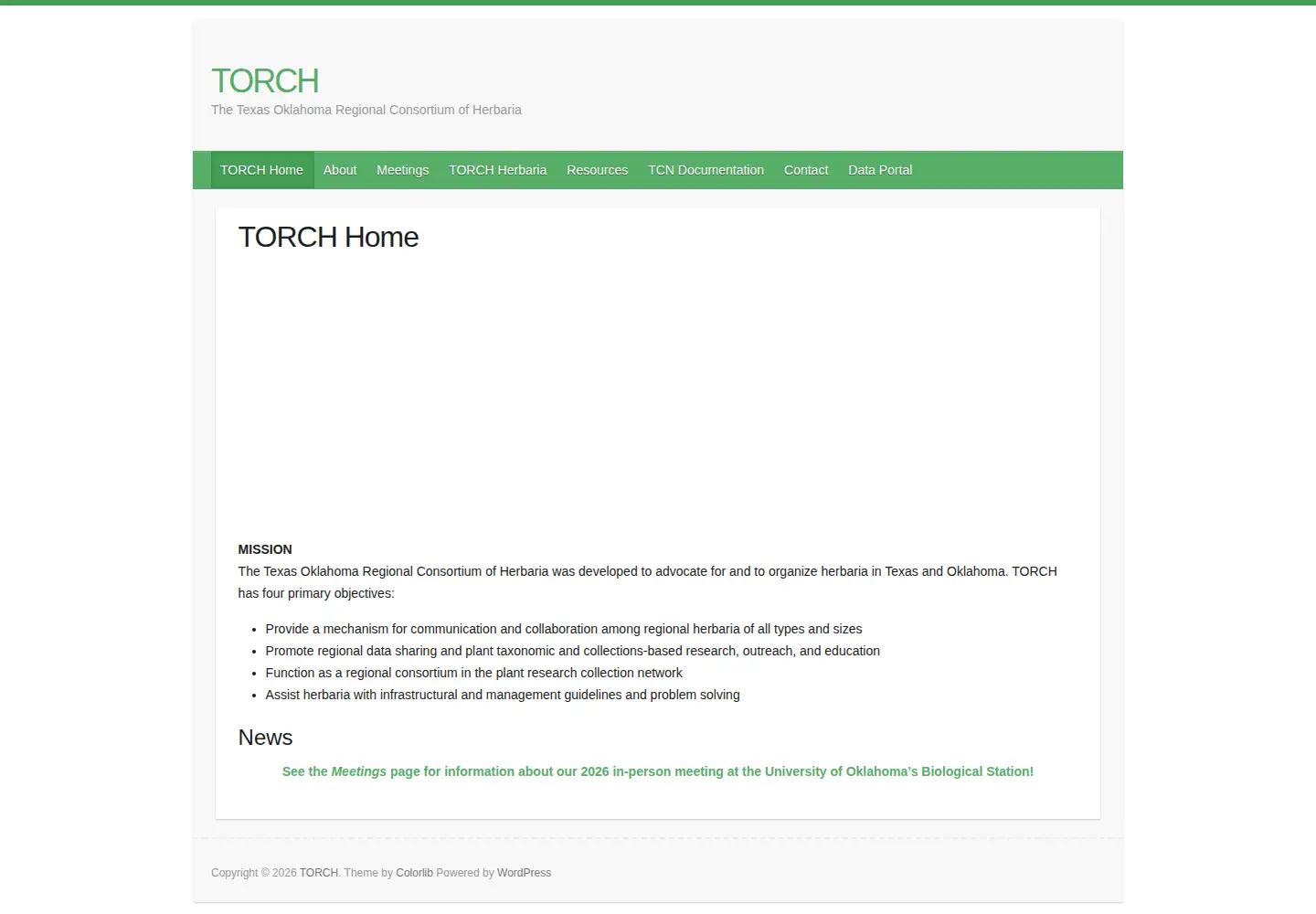 Screenshot of torcherbaria.org