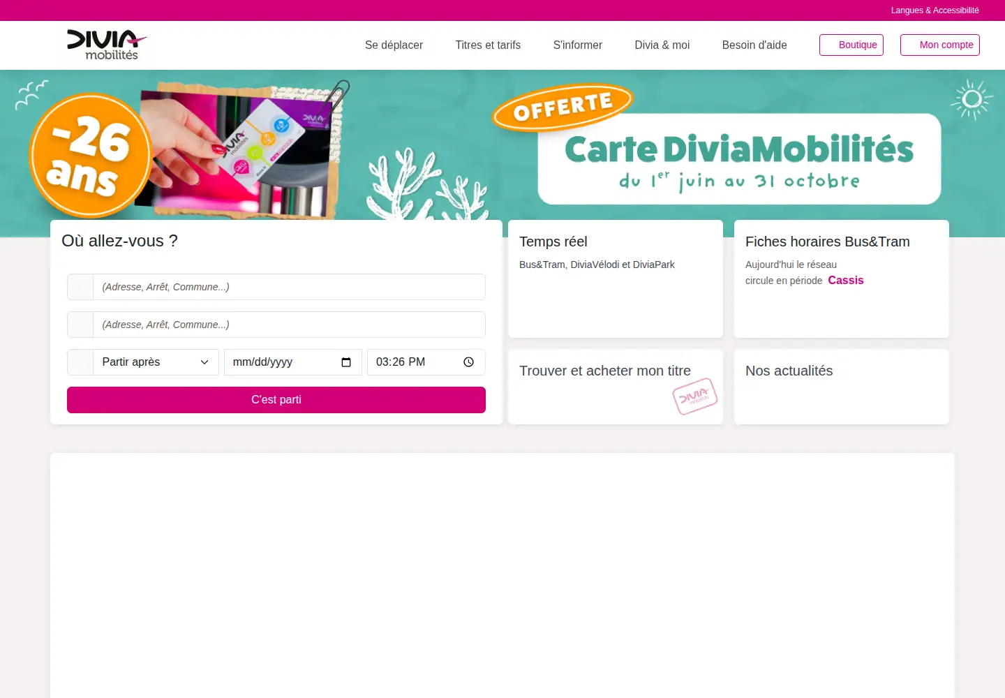 Captured homepage of divia.fr in the current scan