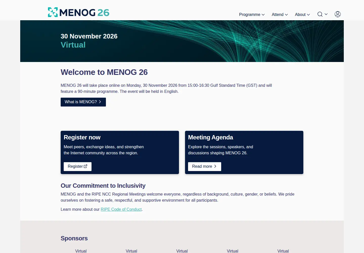 Captured homepage of menog.org in the current scan