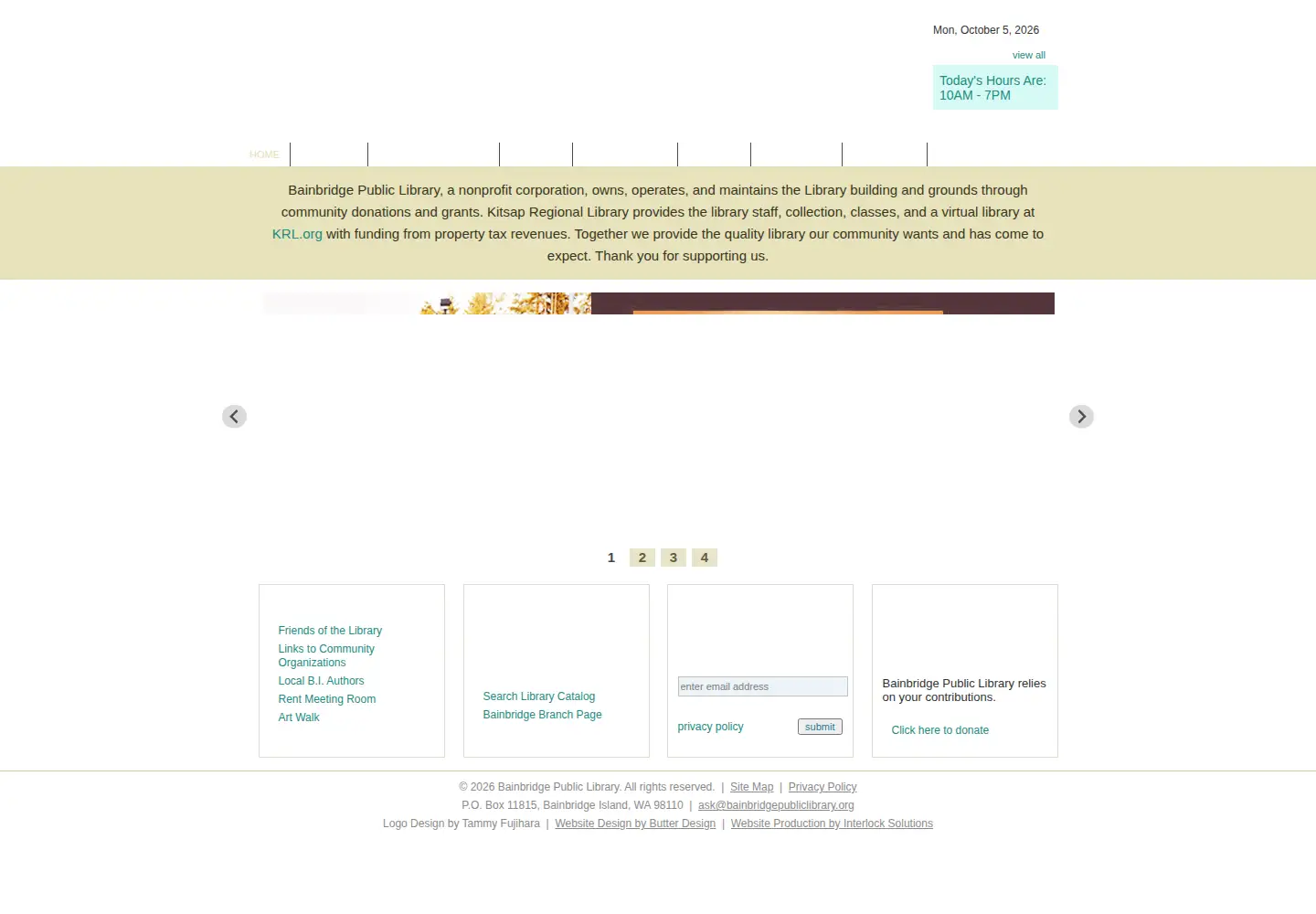 Screenshot of bainbridgepubliclibrary.org