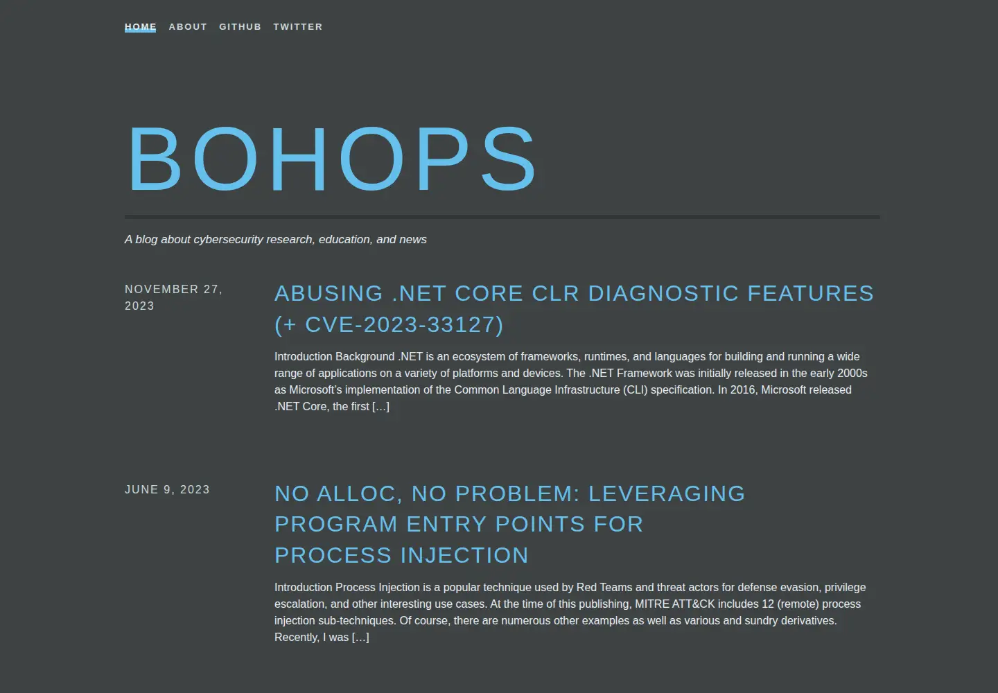 Screenshot of bohops.com