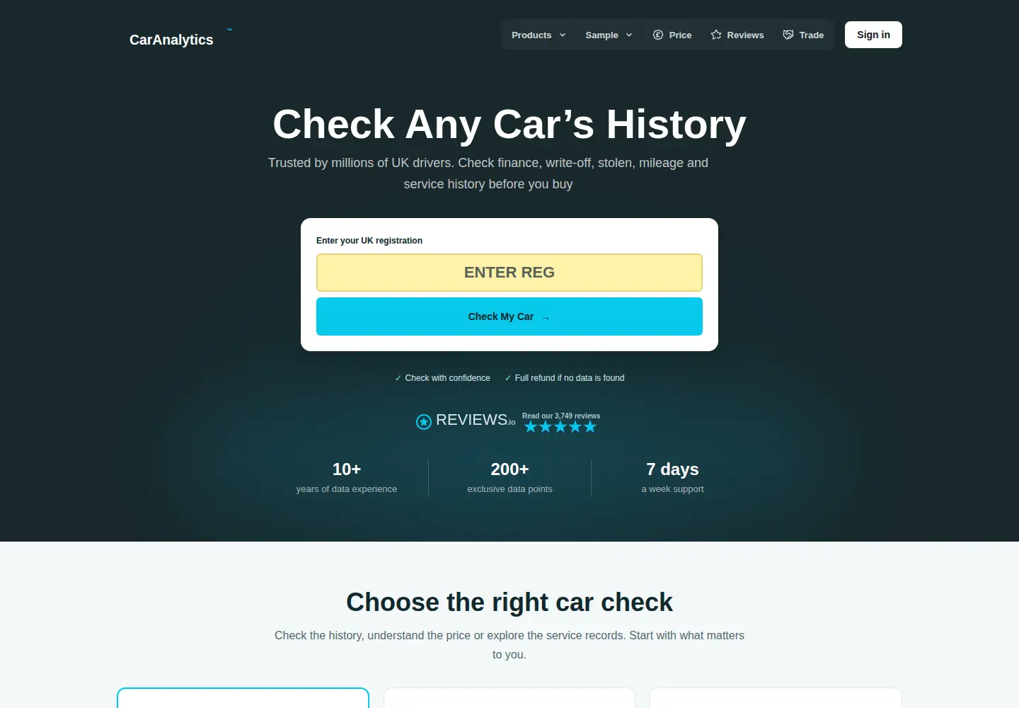 Captured homepage of caranalytics.co.uk in the current scan