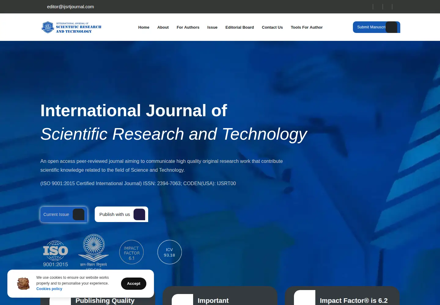Screenshot of ijsrtjournal.com