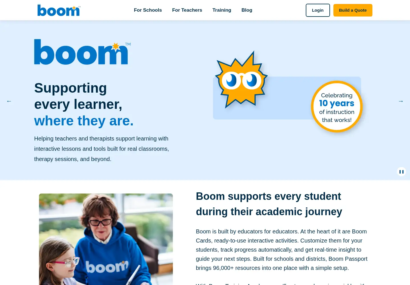 Screenshot of boomlearning.com