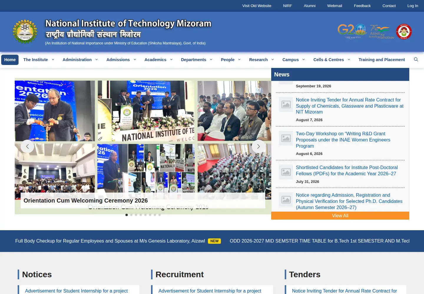 Screenshot of nitmz.ac.in