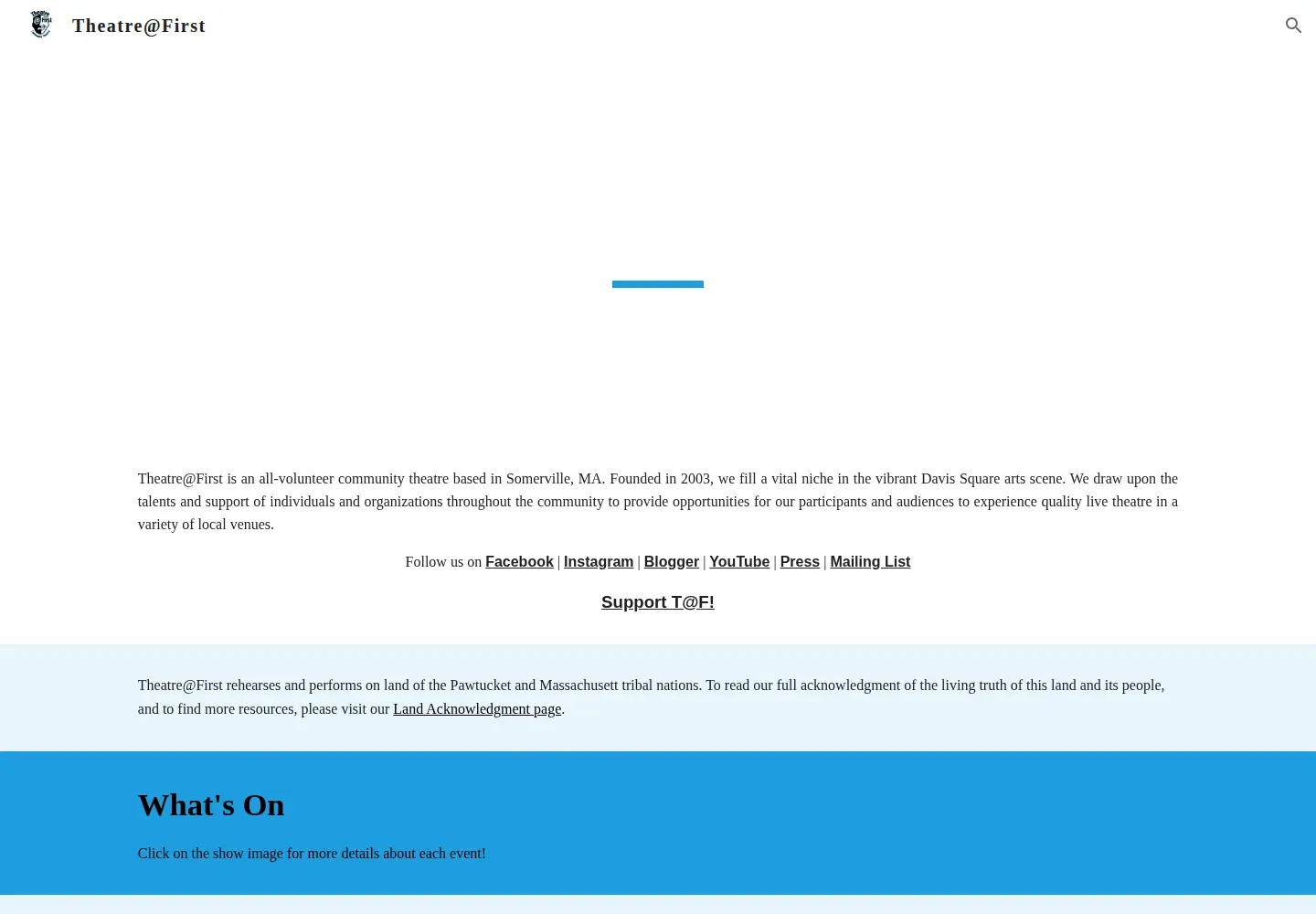 Screenshot of theatreatfirst.org