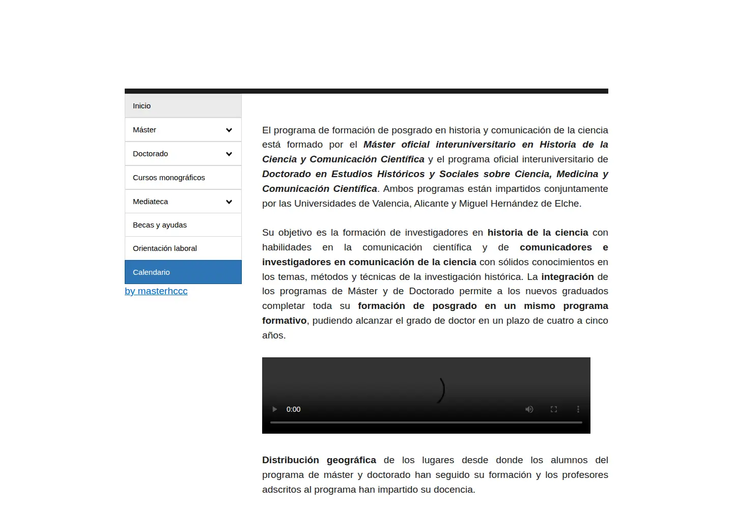 Captured homepage of historia-ciencia-comunicacion.org in the current scan