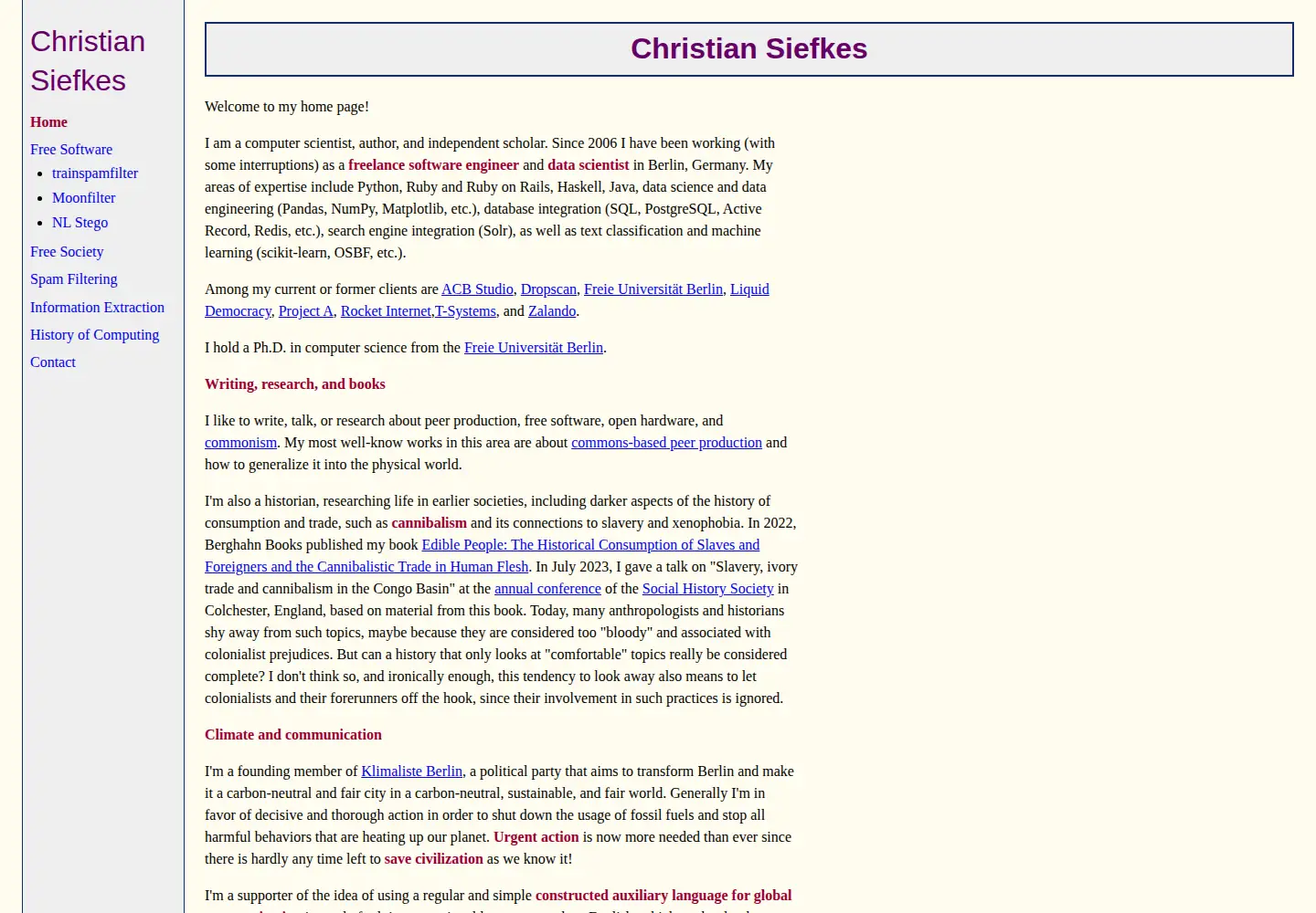 Screenshot of siefkes.net