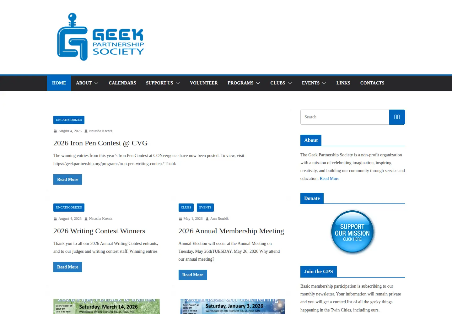 Captured homepage of geekpartnership.org in the current scan