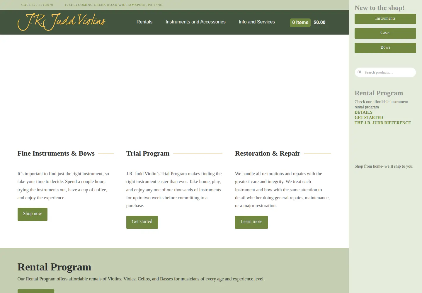 Screenshot of jrjuddviolins.com