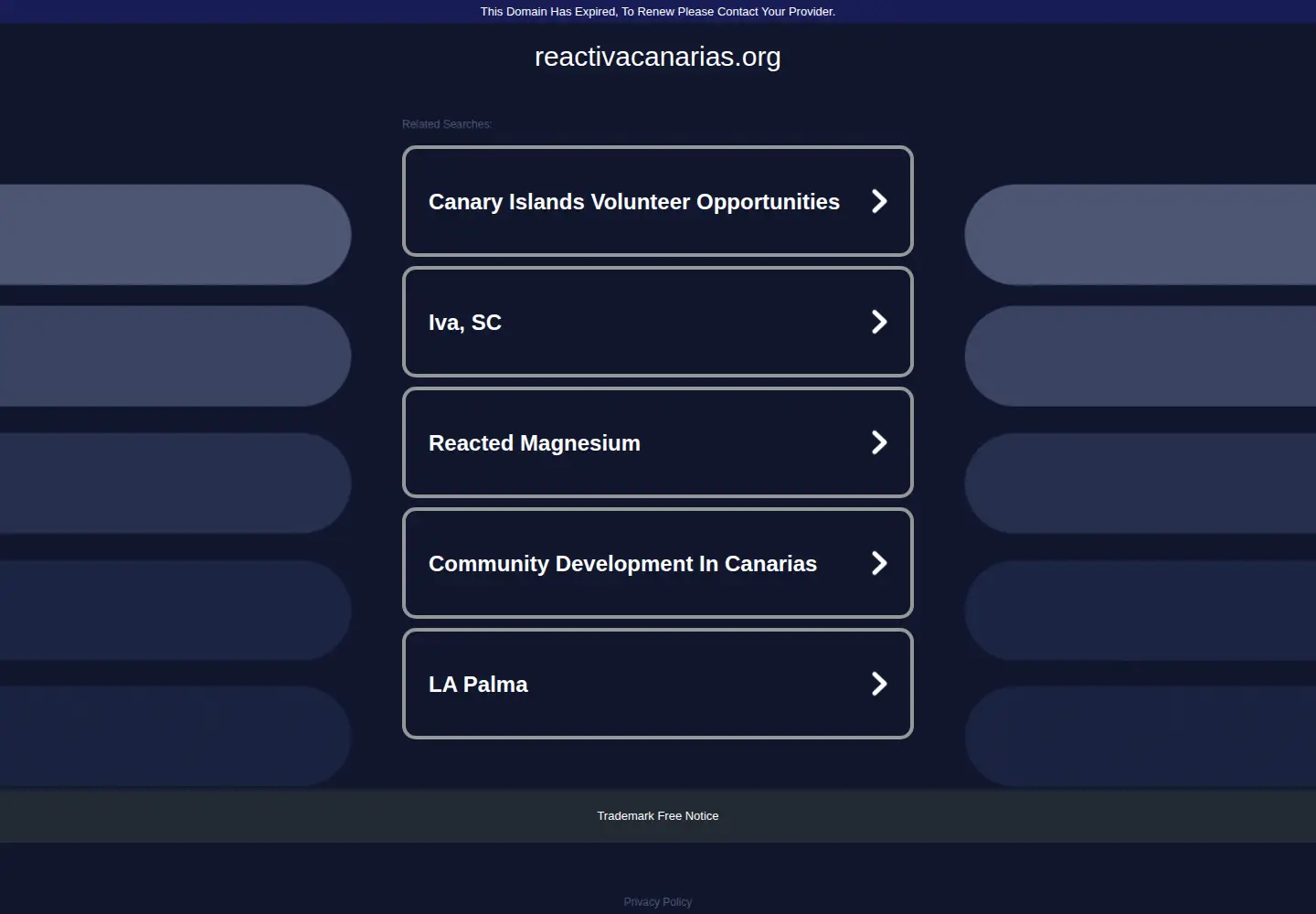Captured homepage of reactivacanarias.org in the current scan