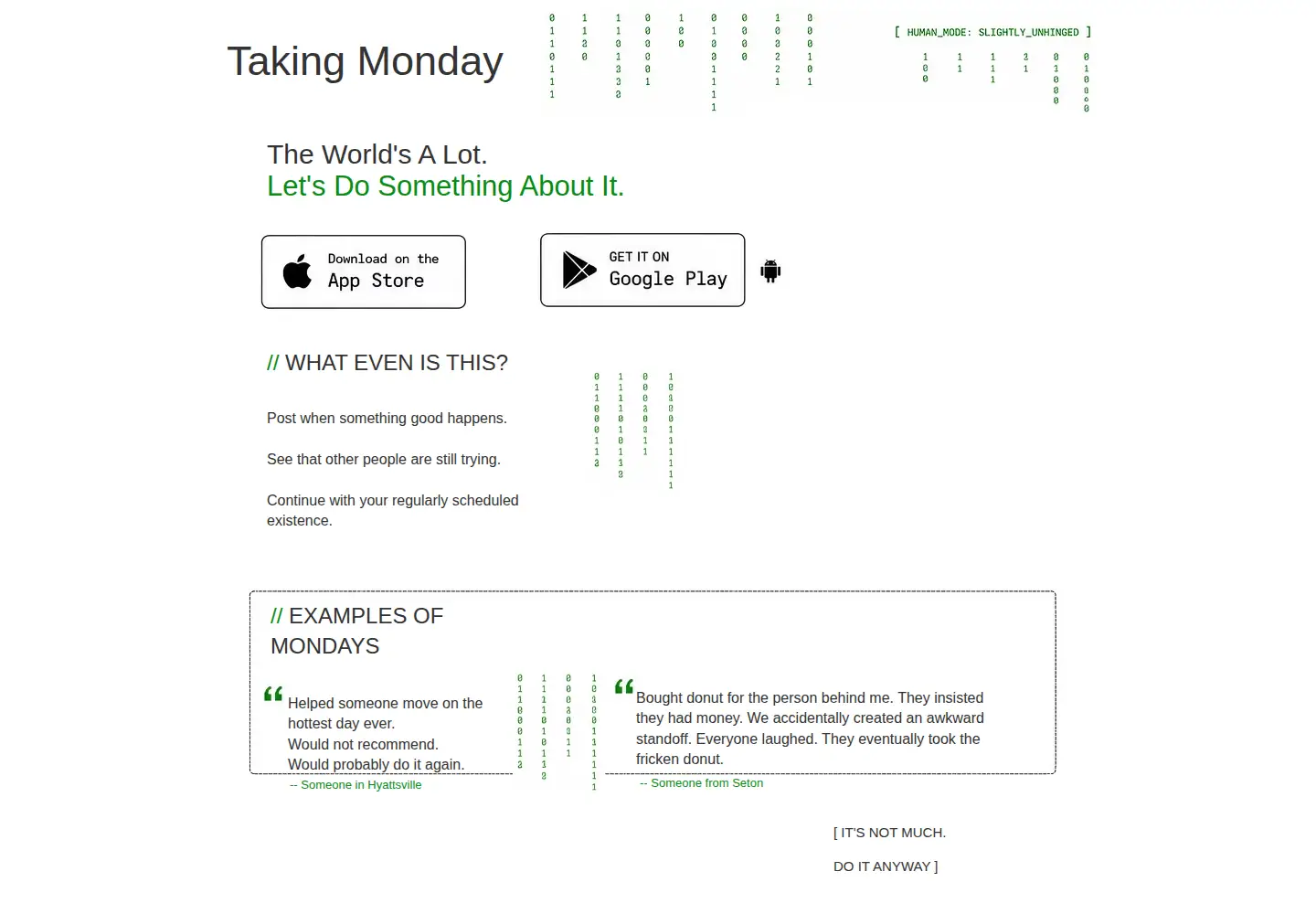Screenshot of takingmonday.org