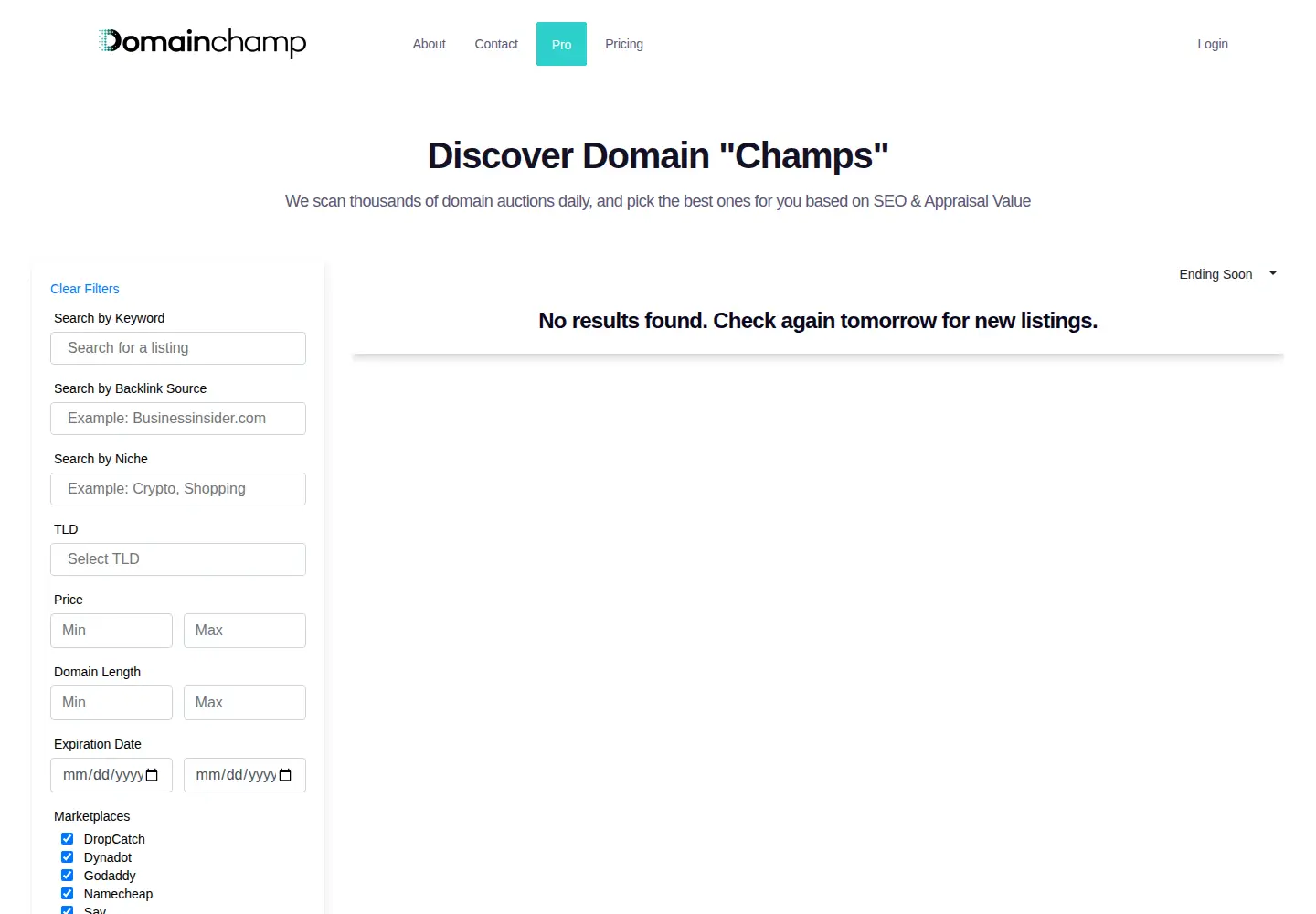 Screenshot of domainchamp.com