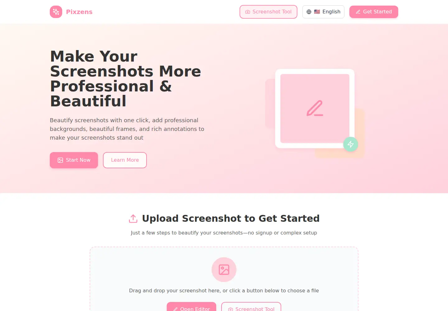 Captured homepage of pixzens.com in the current scan