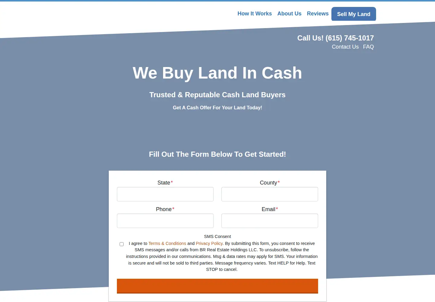 Captured homepage of valuelandbuyers.com in the current scan