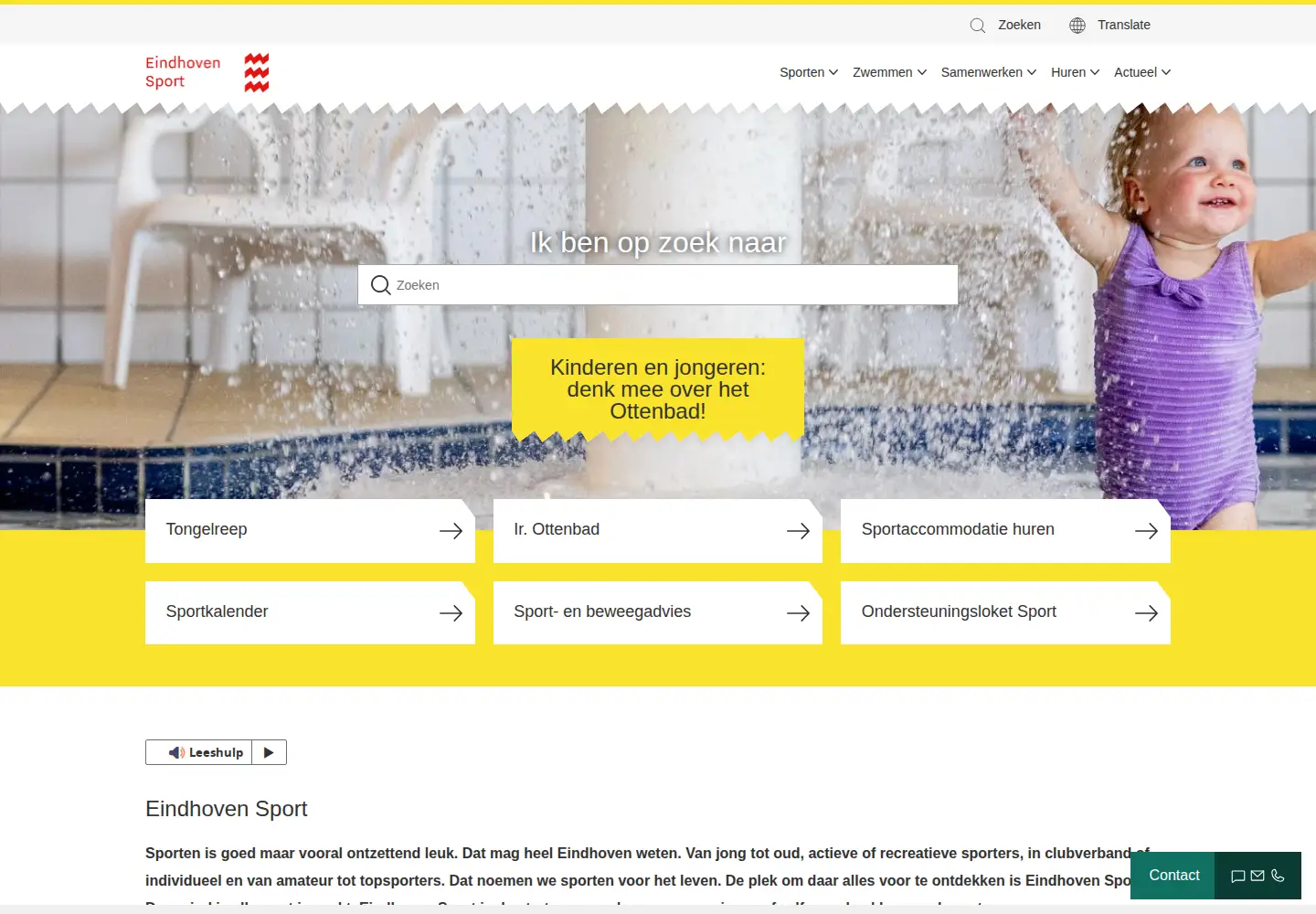 Captured homepage of eindhovensport.nl in the current scan