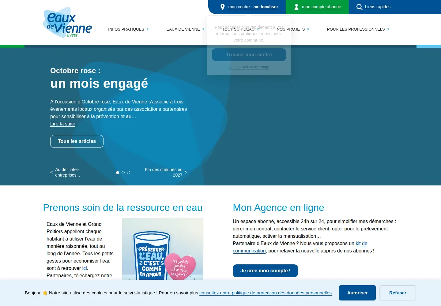 Screenshot of eauxdevienne.fr