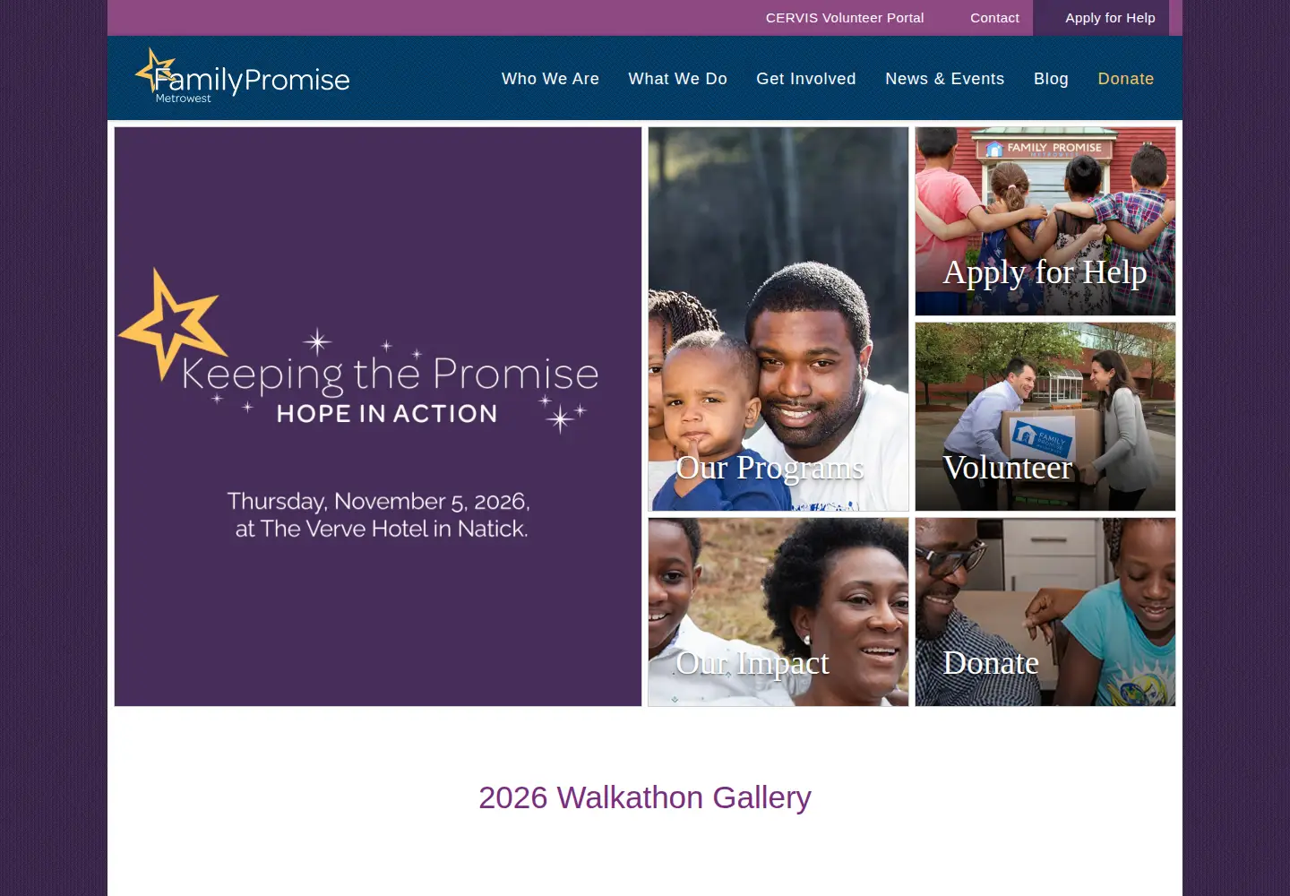 Captured homepage of familypromisemetrowest.org in the current scan