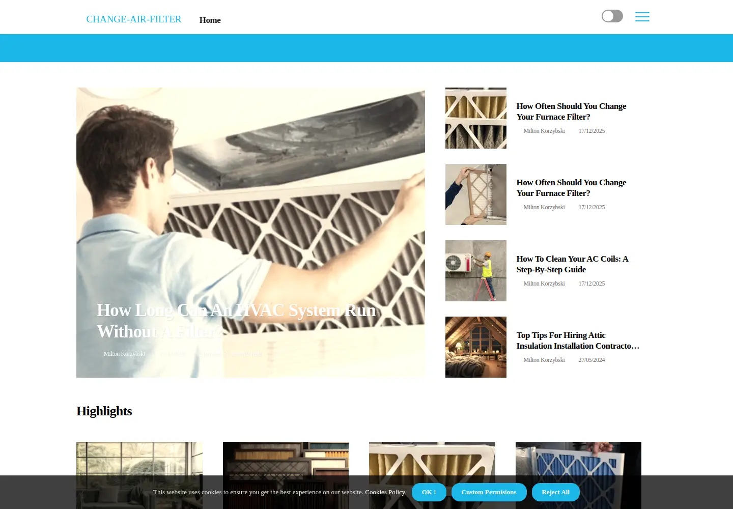 Screenshot of change-air-filter.com