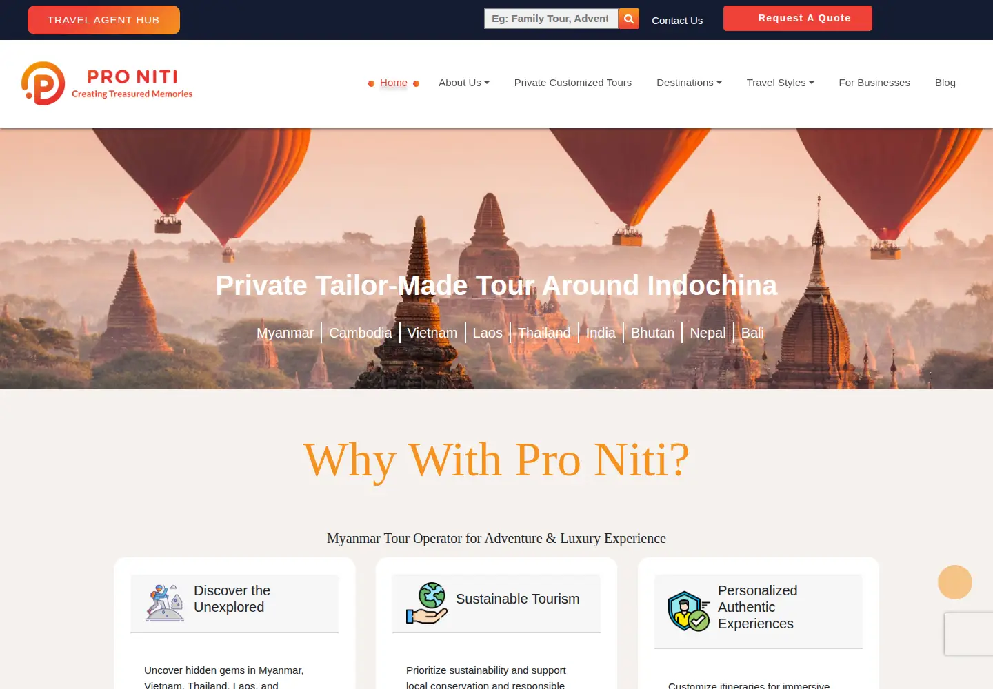Captured homepage of pronititravel.com in the current scan