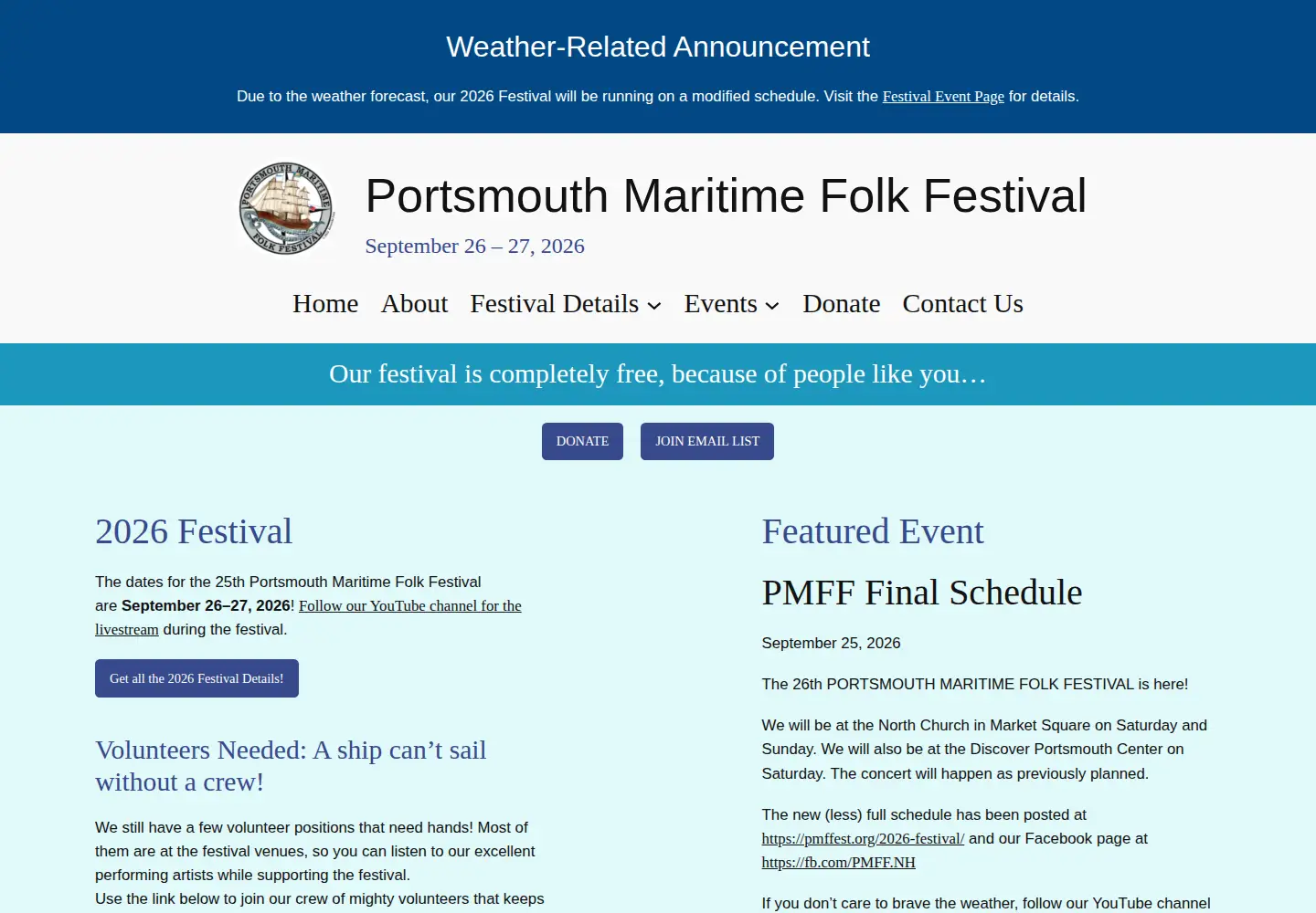 Screenshot of pmffest.org