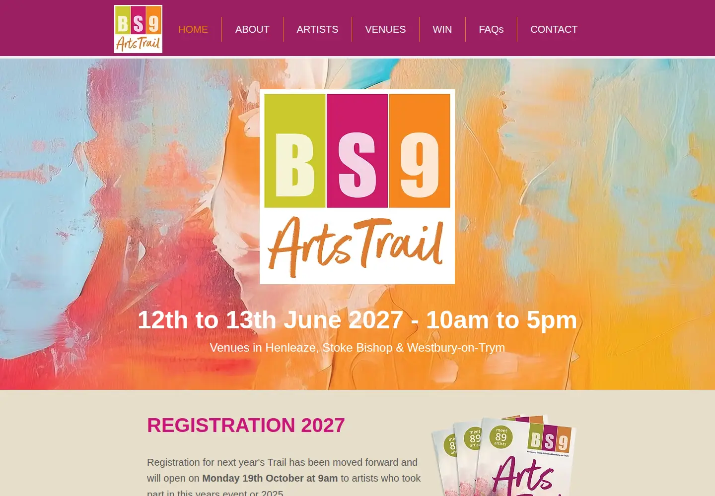 Captured homepage of bs9arts.co.uk in the current scan