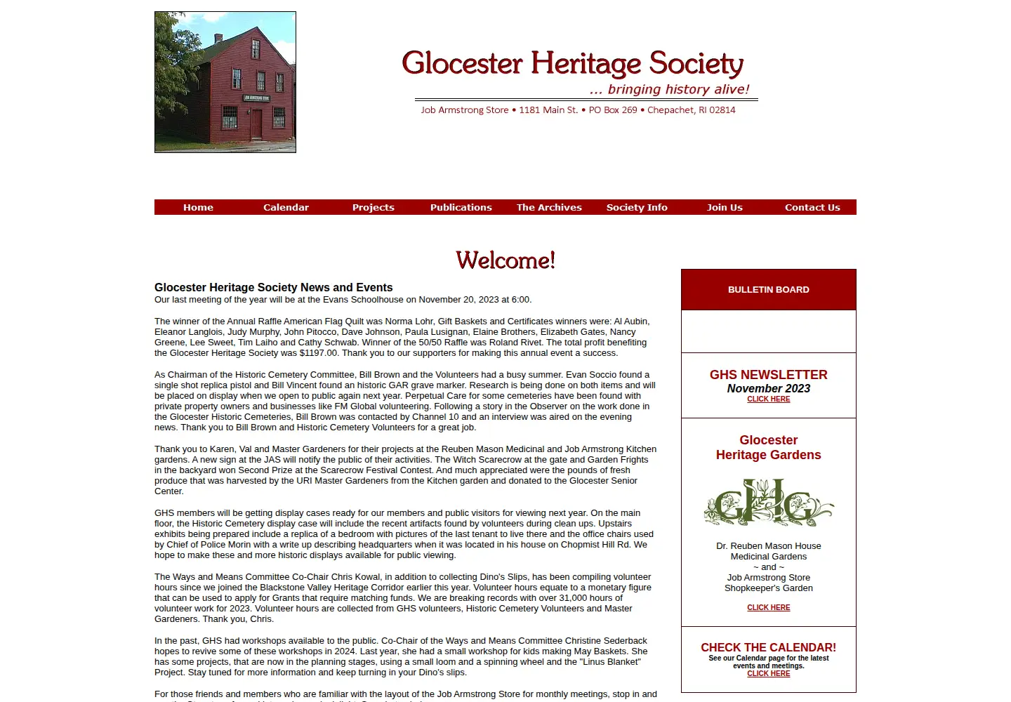 Screenshot of glocesterheritagesociety.org