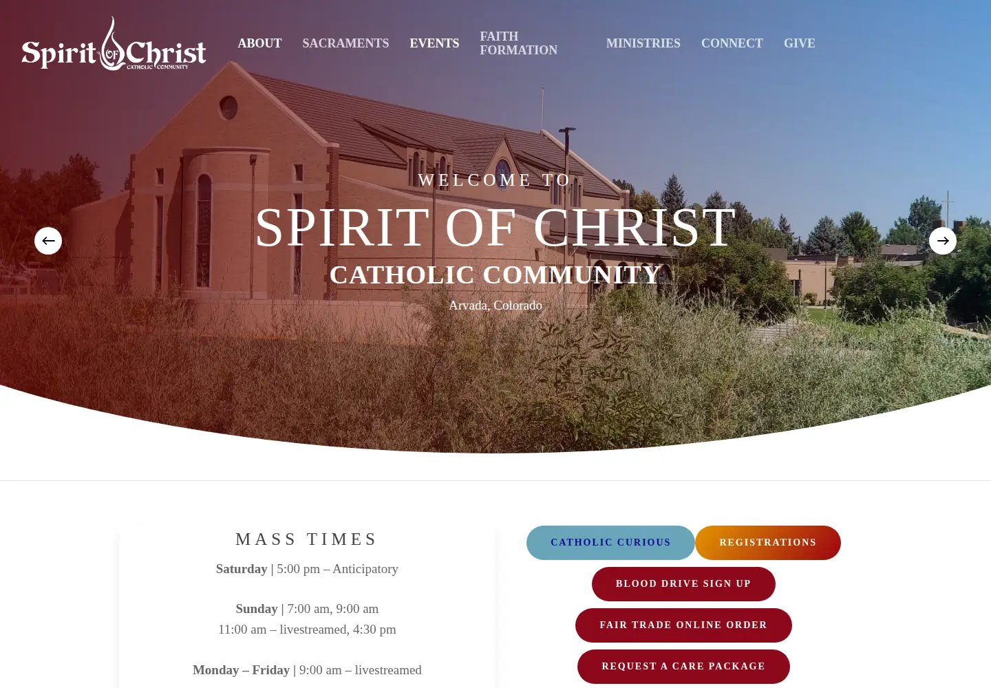 Screenshot of spiritofchrist.org