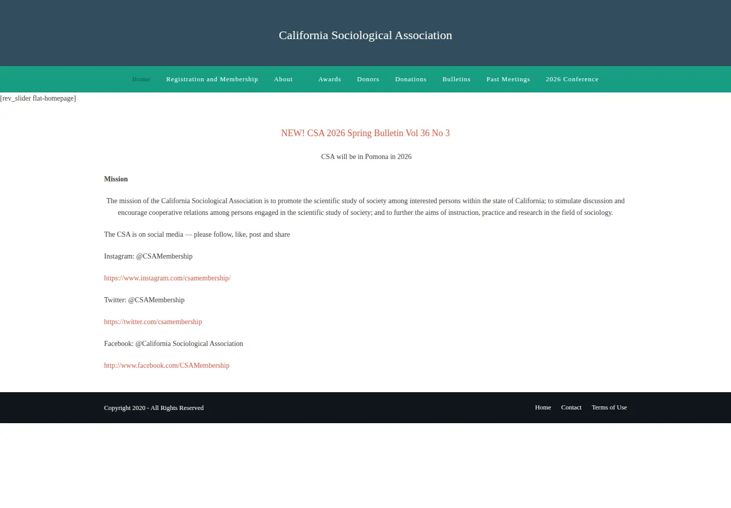 Captured homepage of cal-soc.org in the current scan