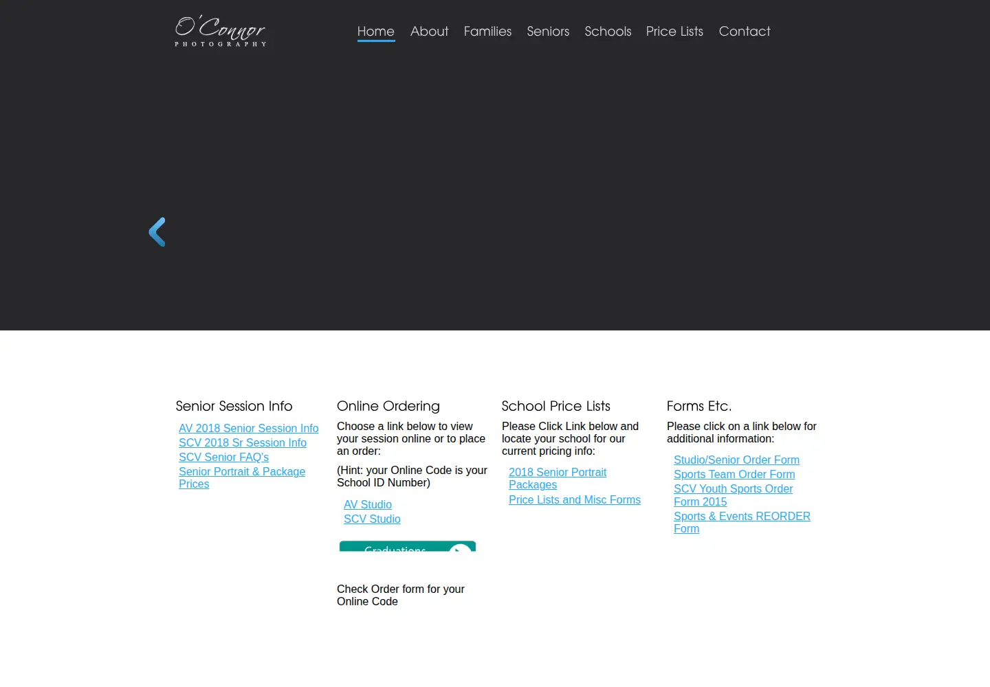 Captured homepage of oconnorphotography.net in the current scan