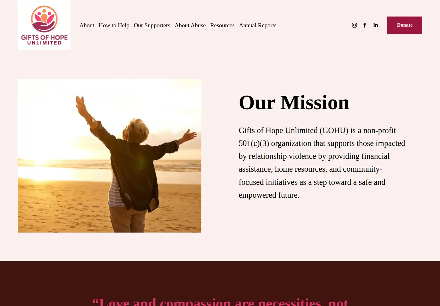 Screenshot of giftsofhopeunlimited.org