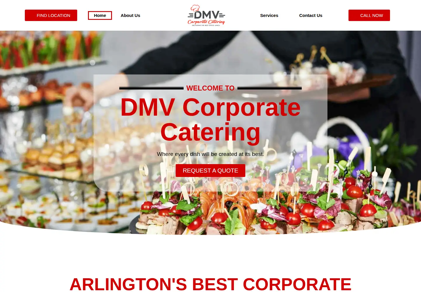 Screenshot of dmvcorporatecatering.com