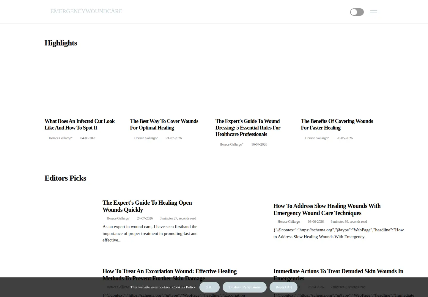 Captured homepage of emergencywoundcare.net in the current scan