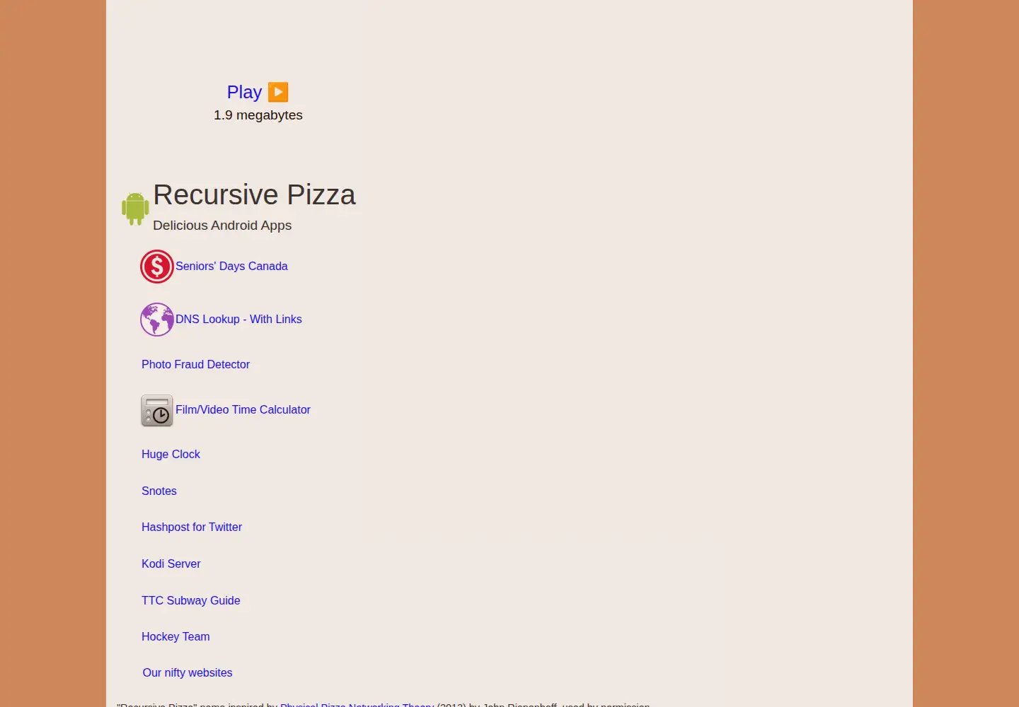 Screenshot of recursivepizza.com