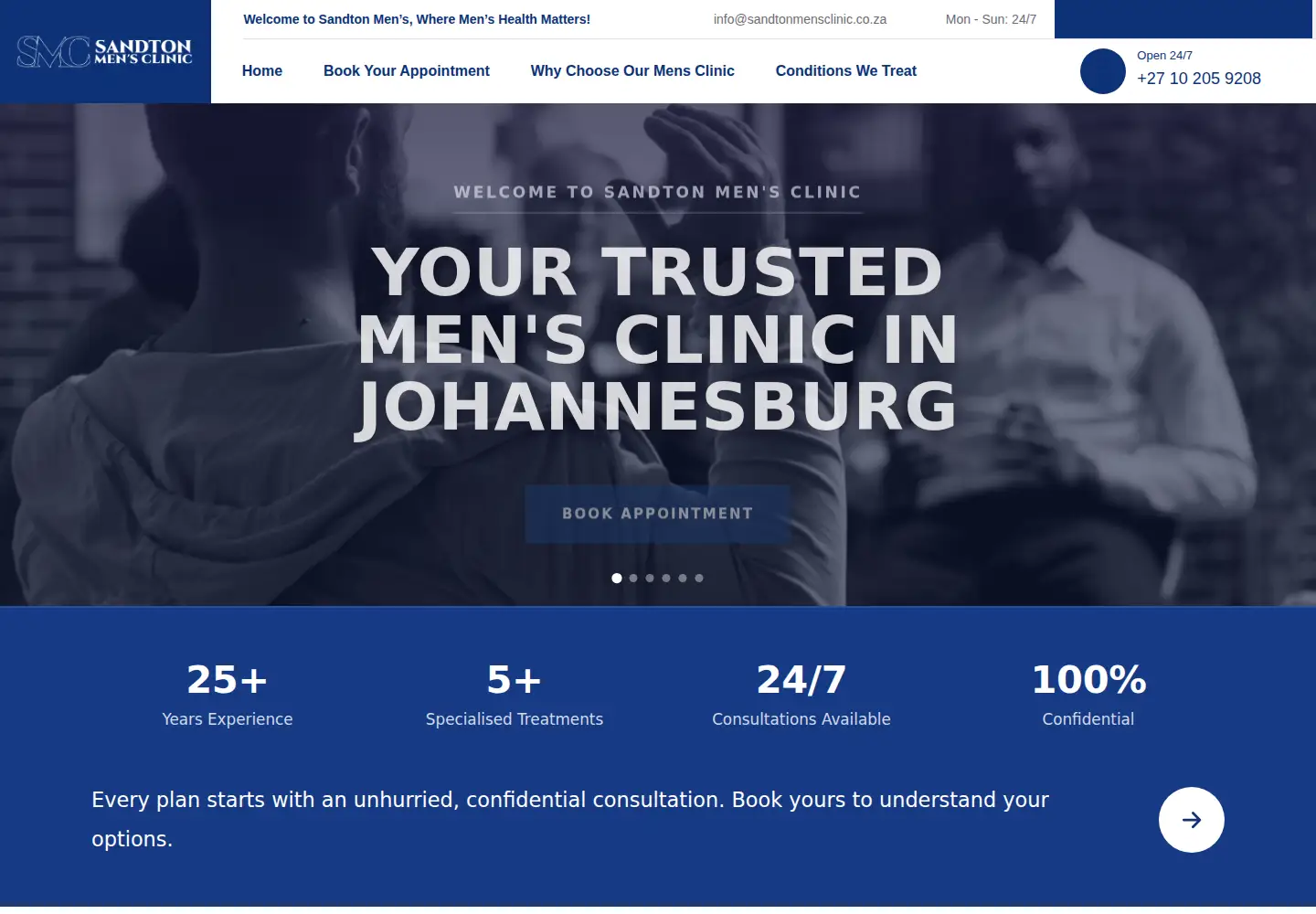 Screenshot of sandtonmensclinic.com
