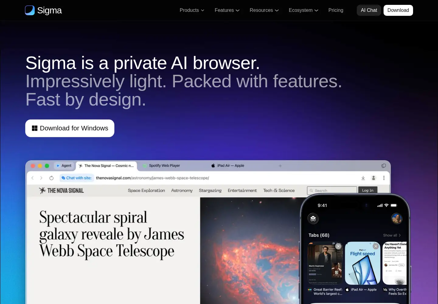 Screenshot of sigmabrowser.com