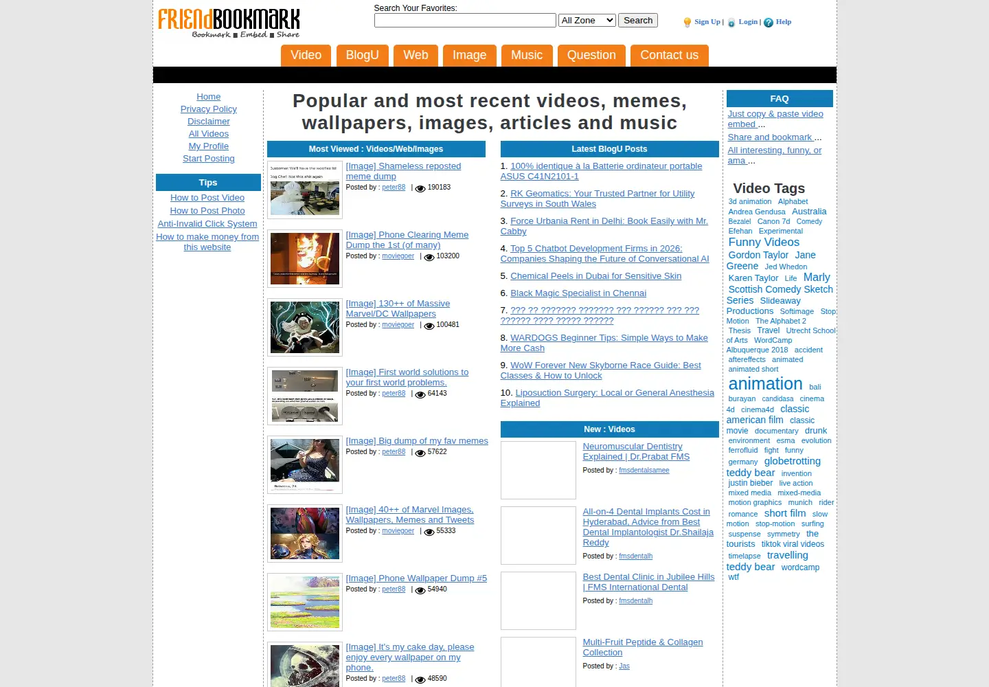 Screenshot of friendbookmark.com