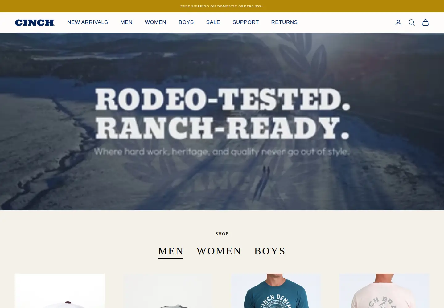 Screenshot of cinchjeans.com