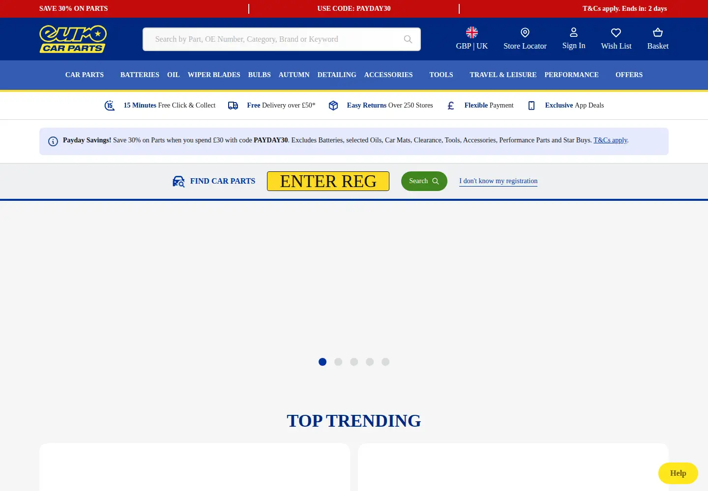 Captured homepage of eurocarparts.com in the current scan