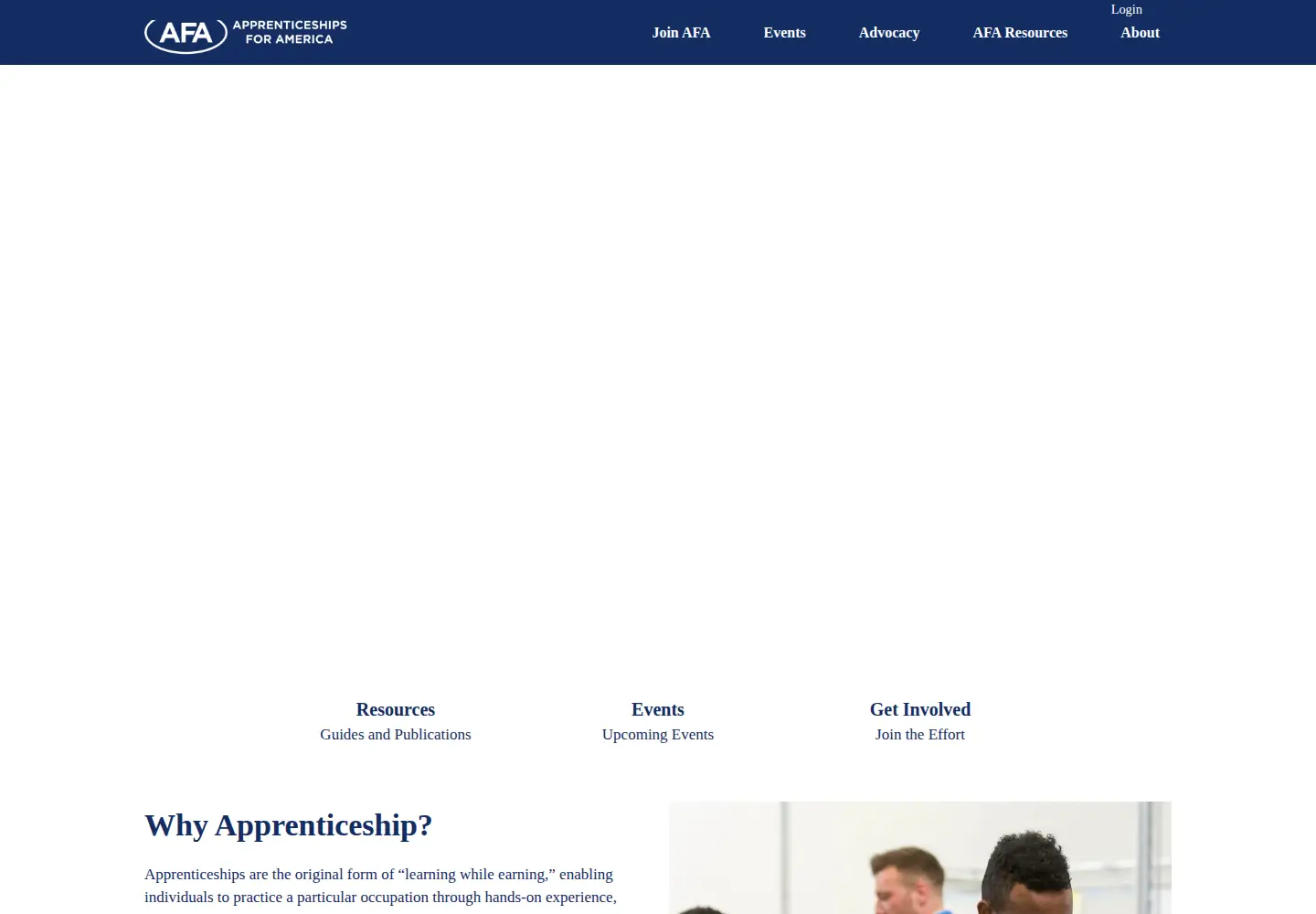 Captured homepage of apprenticeshipsforamerica.org in the current scan
