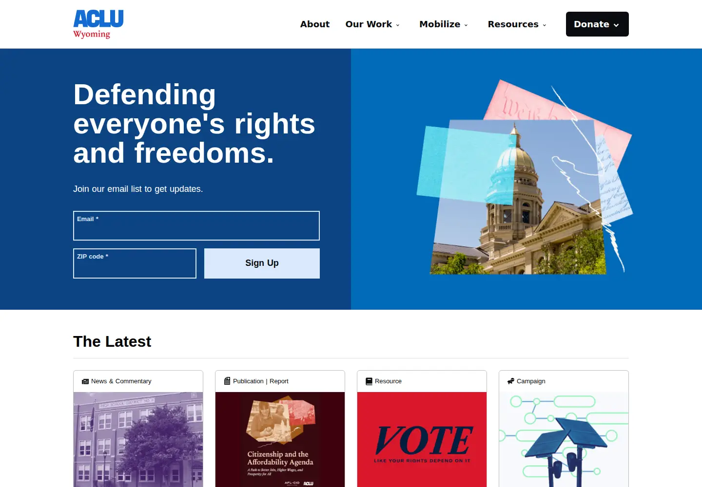 Screenshot of aclu-wy.org