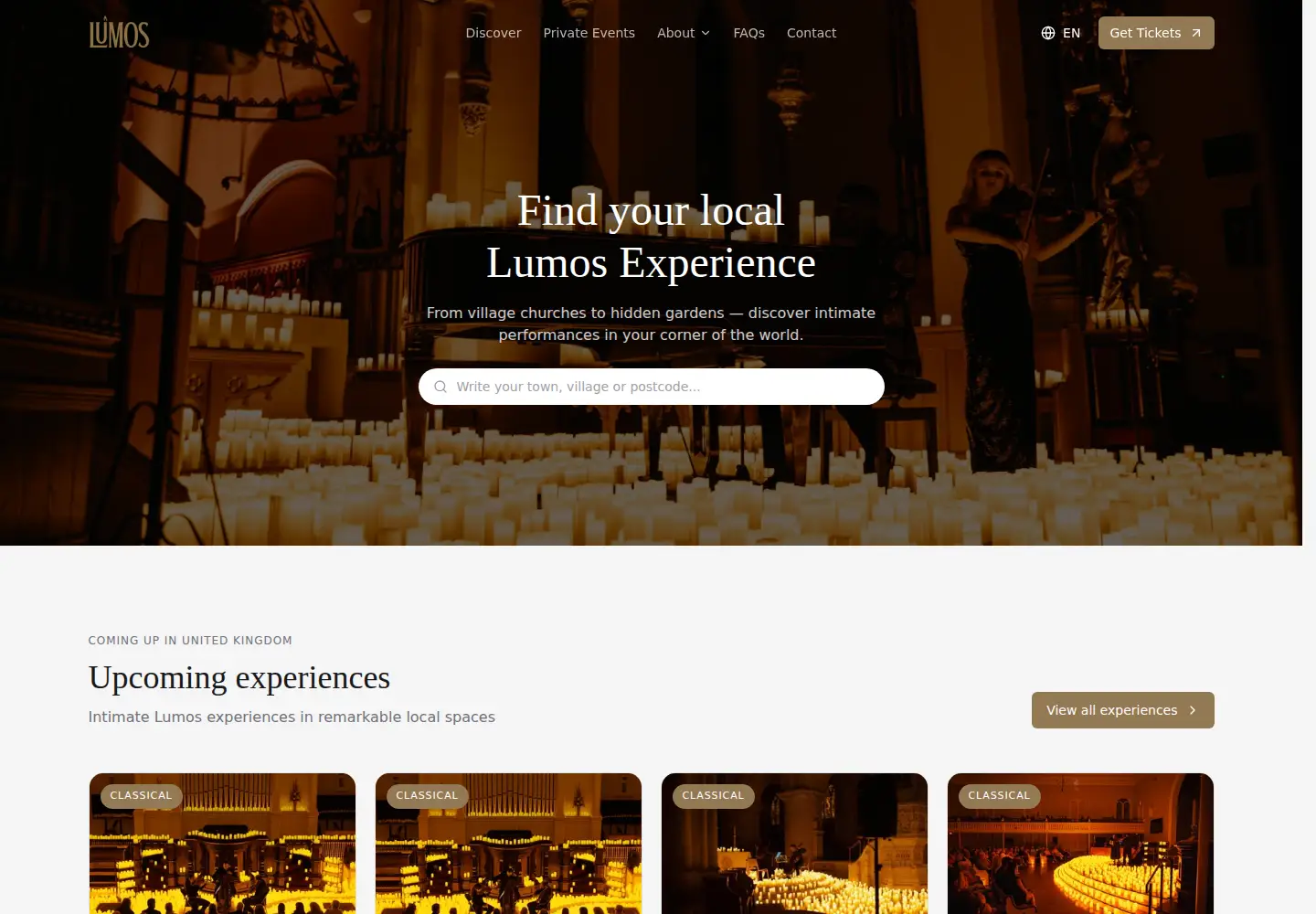 Screenshot of lumos-experiences.com