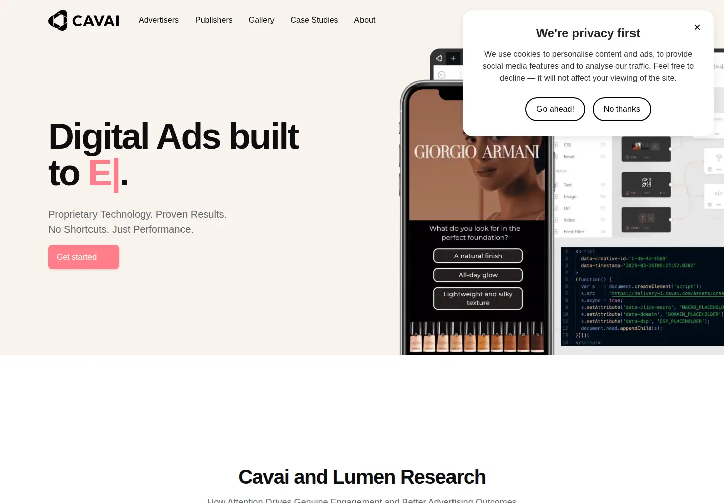 Captured homepage of cavai.com in the current scan