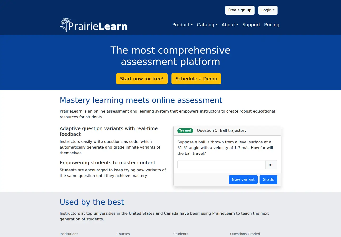 Screenshot of prairielearn.com