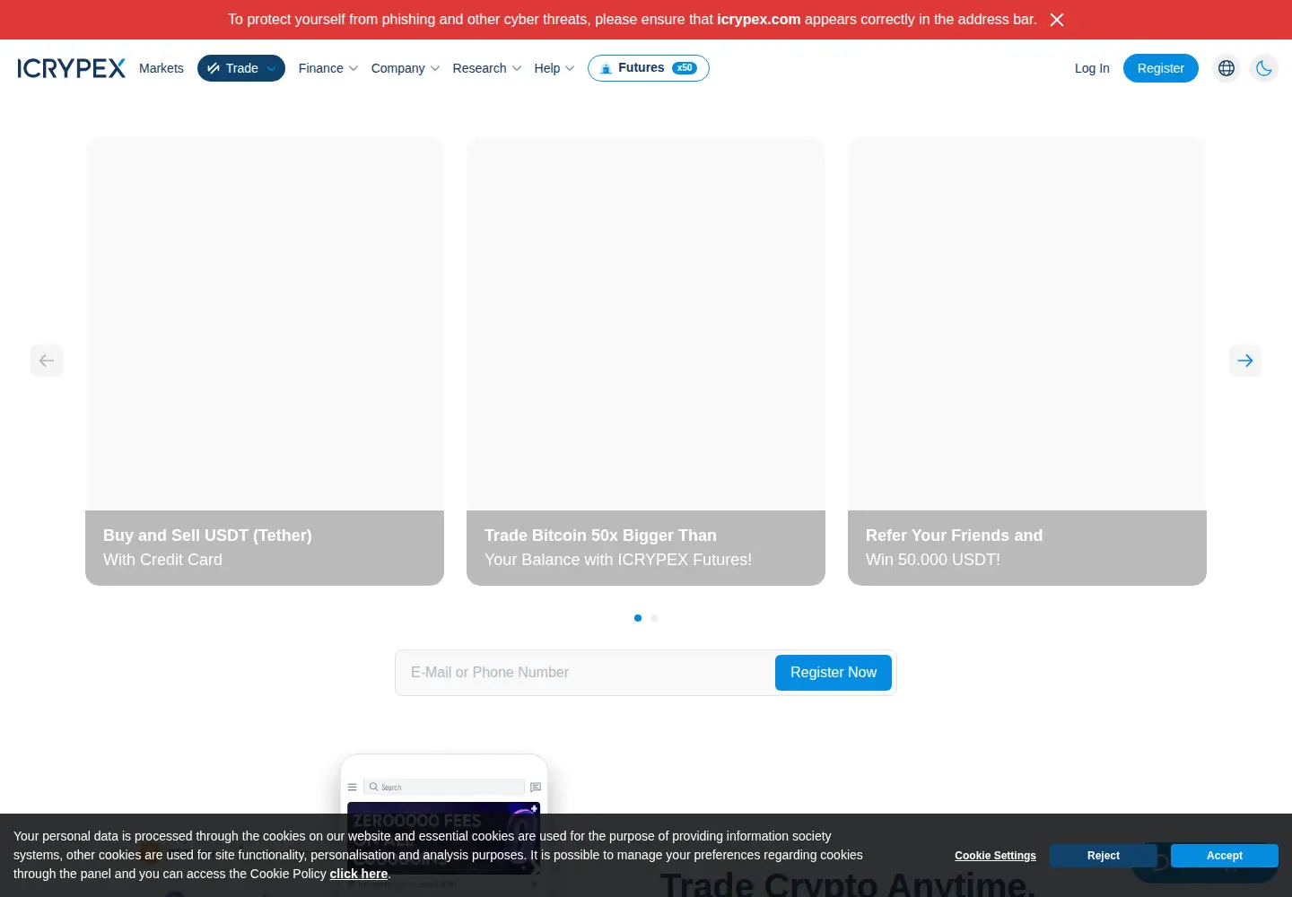 Screenshot of icrypex.com