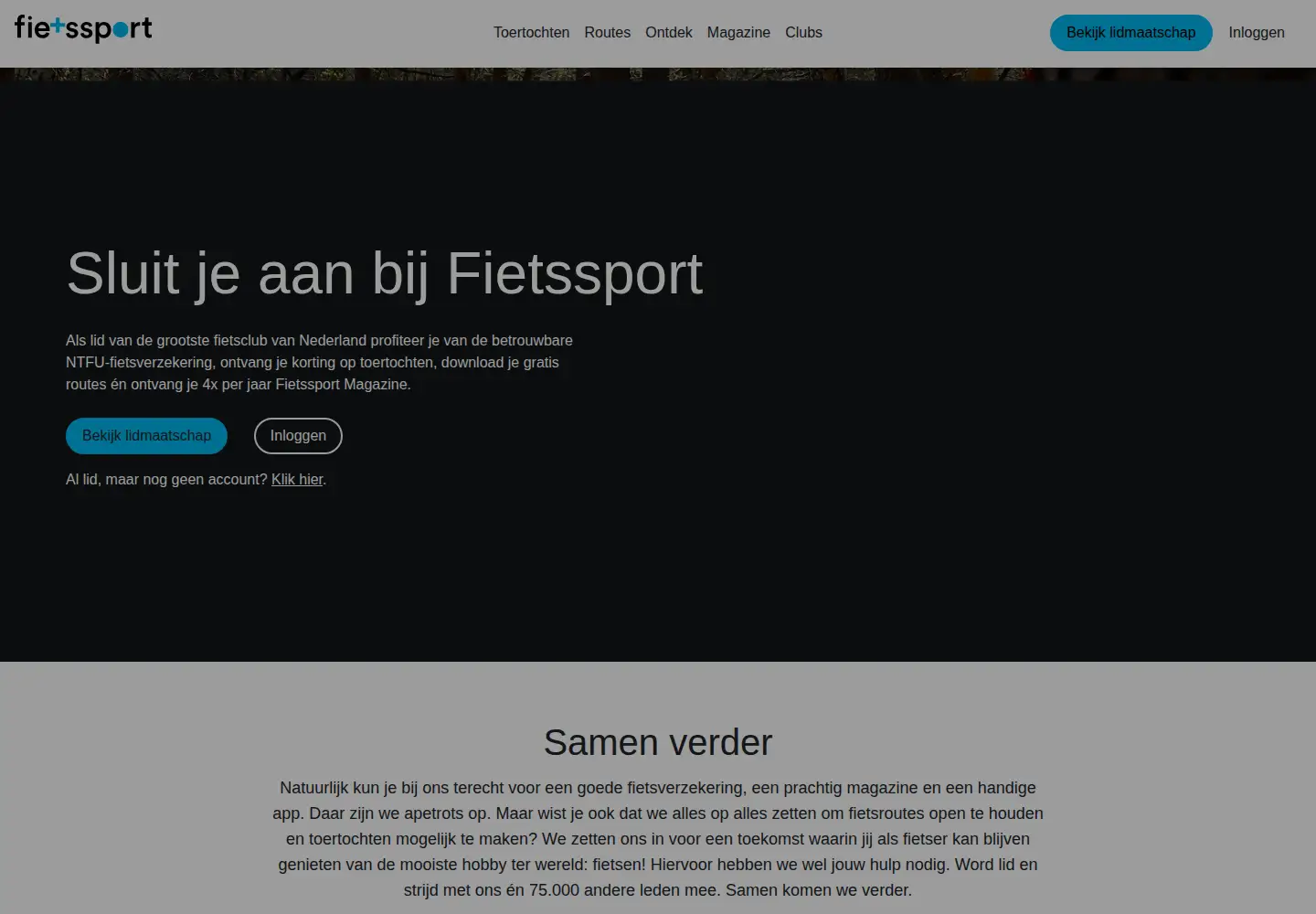 Captured homepage of fietssport.nl in the current scan