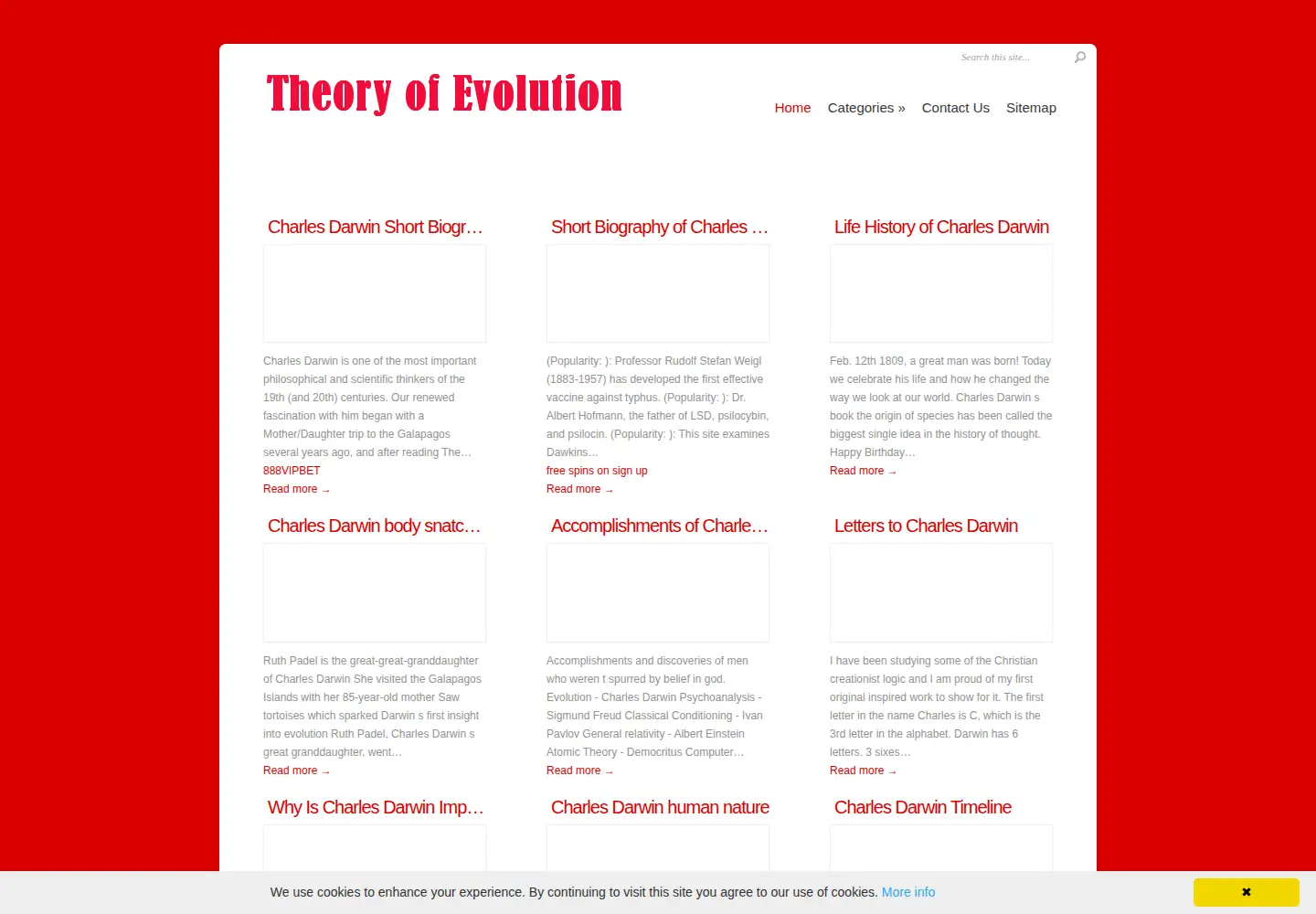 Screenshot of evolutiontheory.net