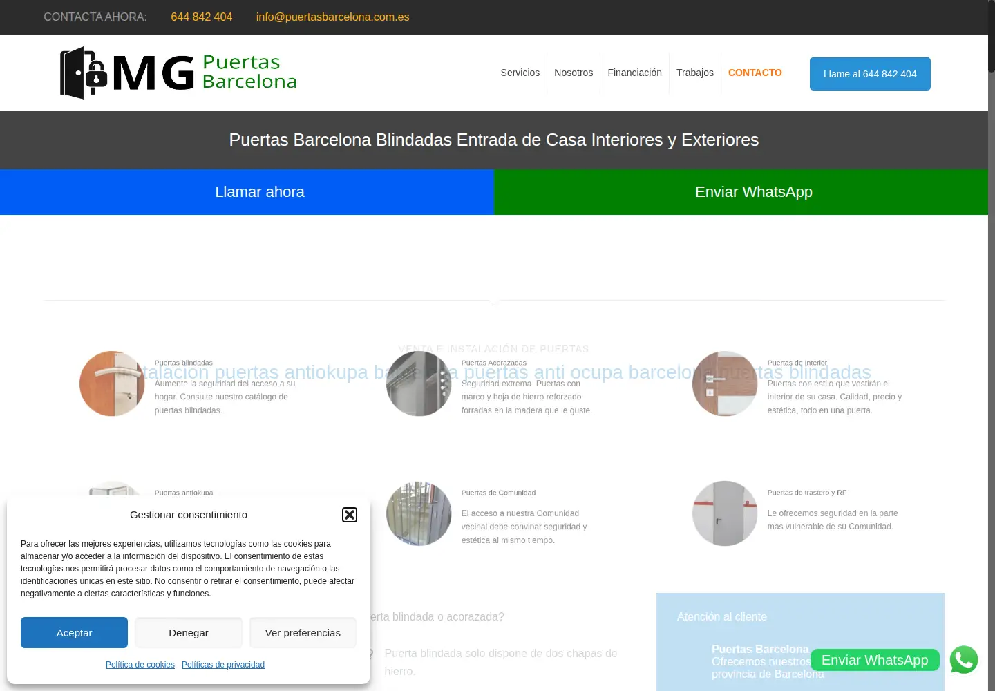 Screenshot of puertasbarcelona.com.es
