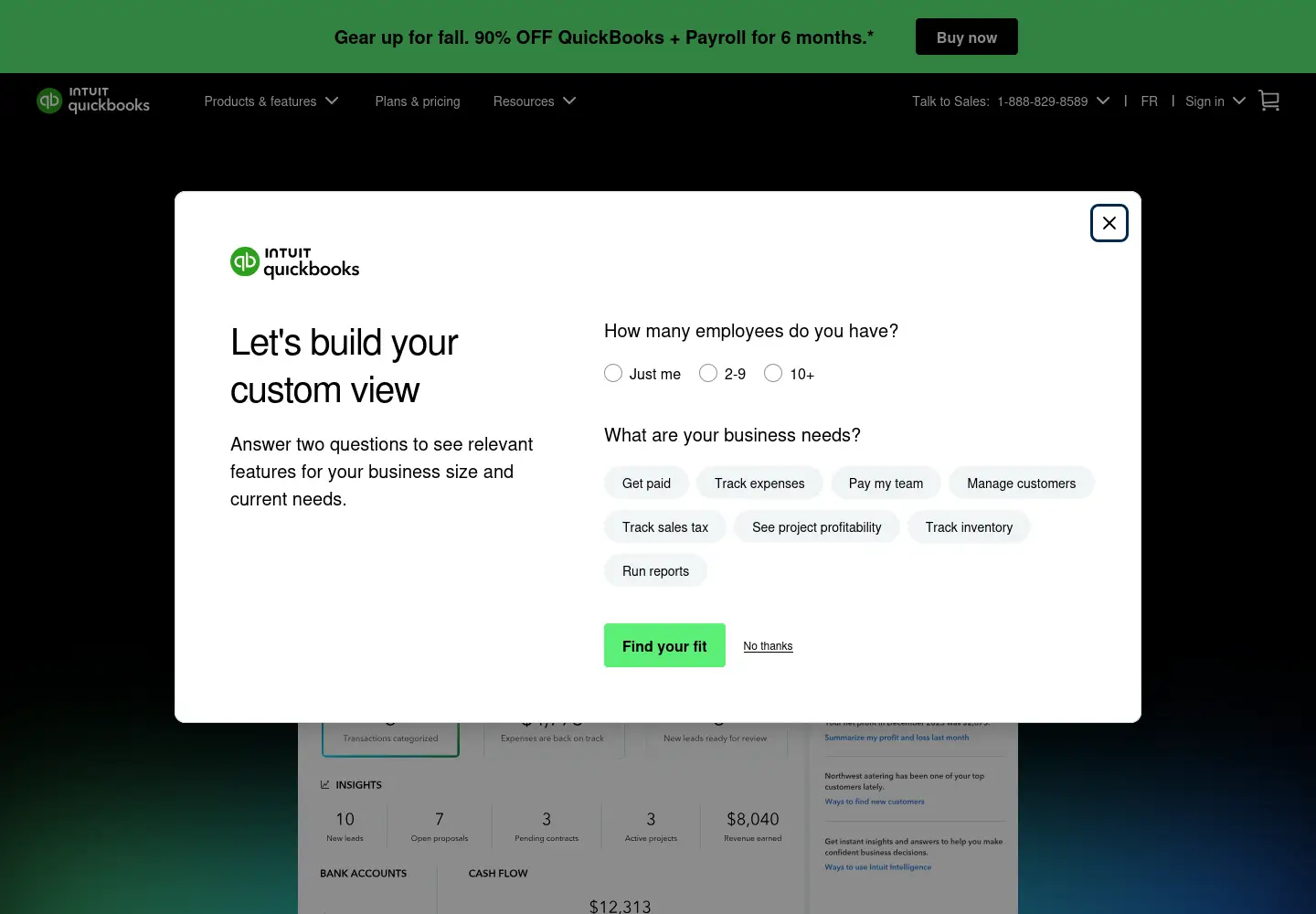 Screenshot of quickbooks.ca
